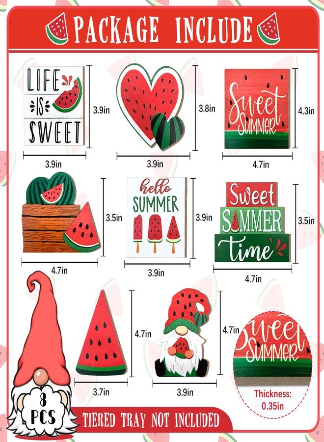 Guoofu Summer Tiered Tray Decor, Farmhouse Watermelon Tray Decorations, Hello Summer Sweet Watermelon Gnome Wooden Signs, Rustic Summer Home Decor for Table Mantel Office Holiday Party - Image 3