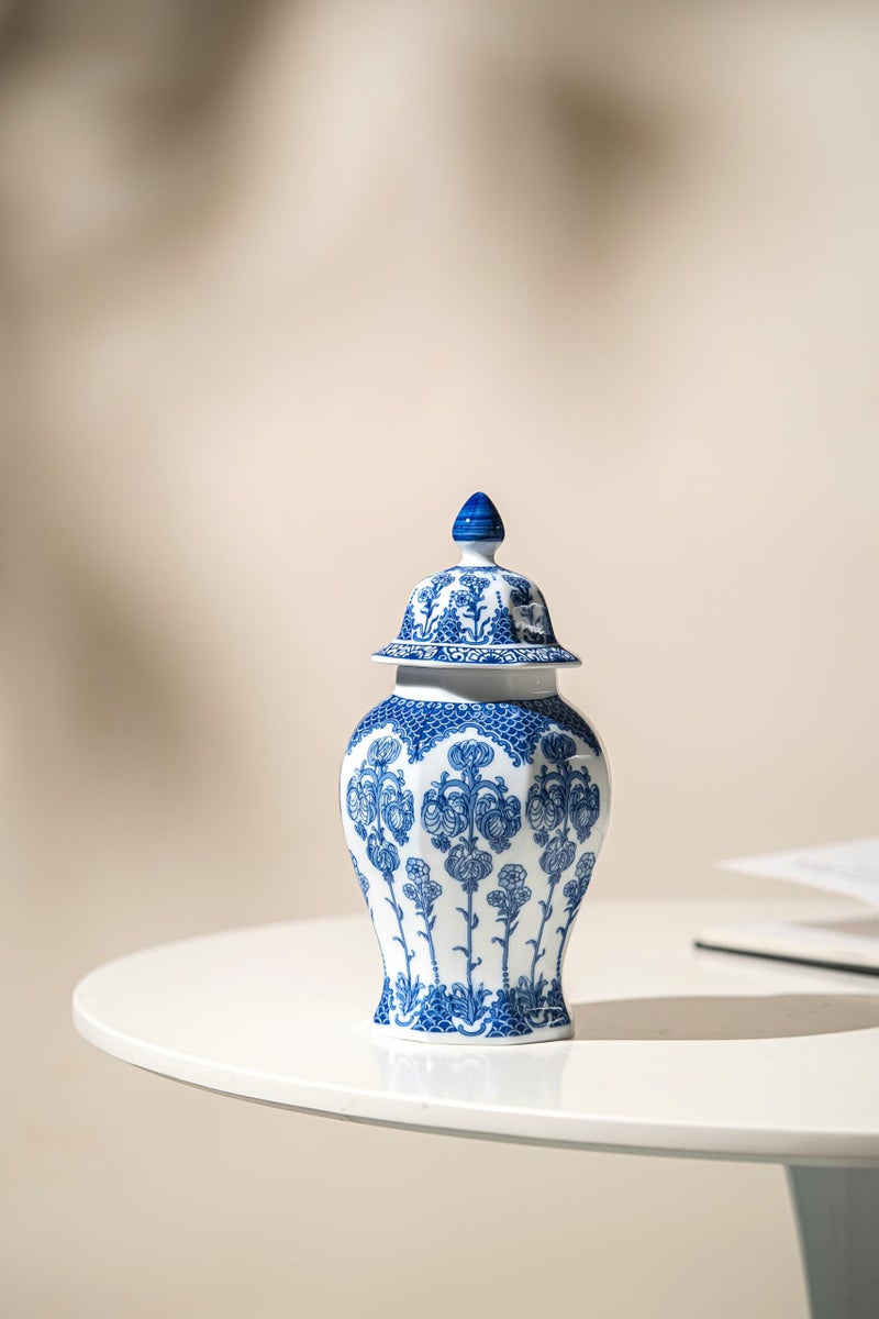 KuJaRen Blue and White Ginger Jar, Ceramic Chinoiserie Decorative Jars for Home, Office, Blue Vase Porcelain, Blue and White Decor for Table, Living Room, Bookshelf, Mantle Fireplace, Centerpieces.10 H - Image 4