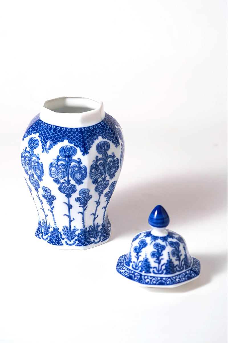 KuJaRen Blue and White Ginger Jar, Ceramic Chinoiserie Decorative Jars for Home, Office, Blue Vase Porcelain, Blue and White Decor for Table, Living Room, Bookshelf, Mantle Fireplace, Centerpieces.10 H - Image 5