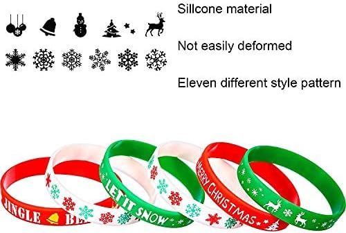 Jovitec 48 Pieces Christmas Silicone Bracelets Wristbands Rubber Silicone Xmas Rubber Bracelet Merry Xmas Patterns for Christmas Party Favor Decoration - Image 4