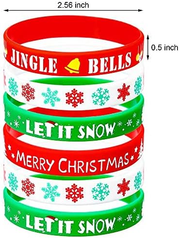 Jovitec 48 Pieces Christmas Silicone Bracelets Wristbands Rubber Silicone Xmas Rubber Bracelet Merry Xmas Patterns for Christmas Party Favor Decoration - Image 2