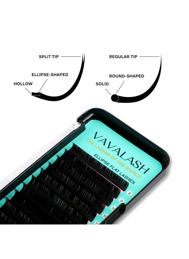 VAVALASH (C - 0.20mm, Length 12mm) - Ellipse Eyelash Extensions 0.20mm C Curl 12mm Flat Eyelash Extension supplies Light Lashes Matte Individual Eyelashes Salon Use Black Mink False Lashes Mink Lashes Exten... - Image 2