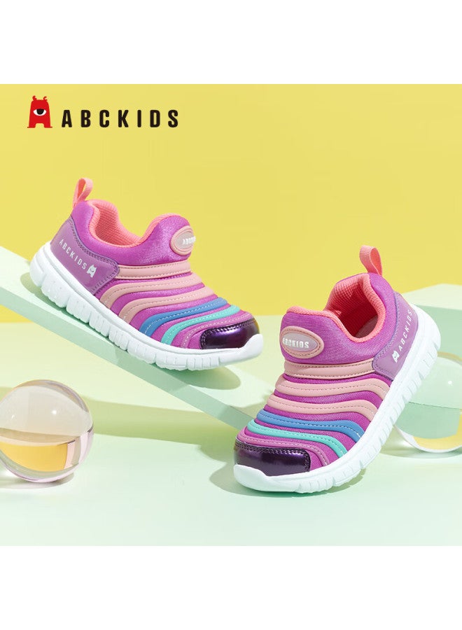 Abc Kids Toddler Slip-on Caterpillar Shoes Boys Girls First Walking Shoes Comfortable Easy Wear Running Shoes Rose Red/purple Size 32 - Image 3
