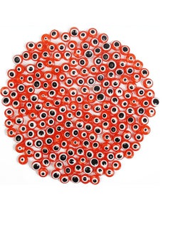 Excefore Evil Eye Beads 200pcs Red Round Evil Eye Handmade Resin Beads Charms Round Evil Eye Spacer Beads Handmade Beads for DIY Jewelry Bracelet Earring Necklace Craft Making  - Image 2