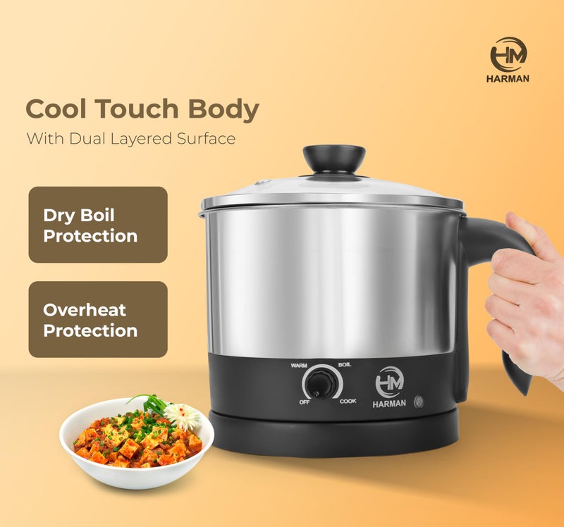Ôhm HM MiniChef All-in-One Electric Kettle – 600W Stainless Steel Multi-Cook Appliance for Daily Use Including Water, Tea, Coffee, Milk, Noodles, Soups, Rice, Egg Boiling & More (1.2 Litre) - Image 4