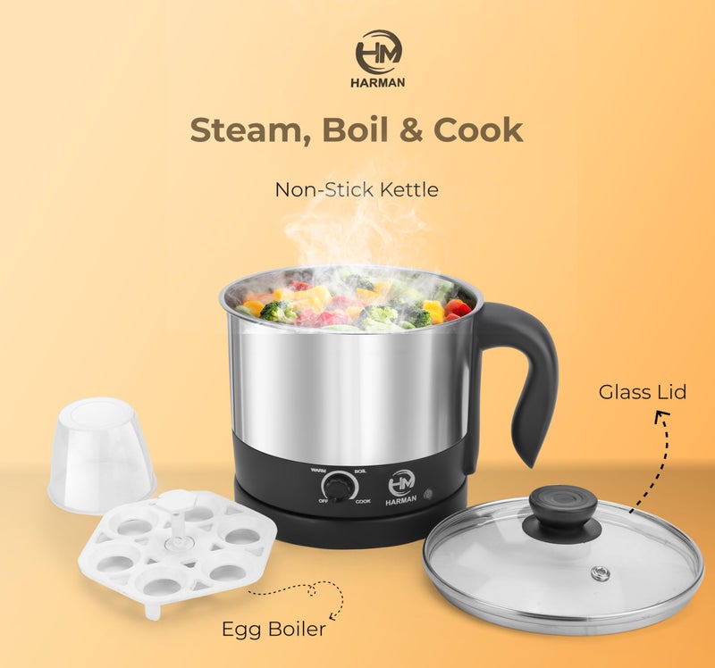 Ôhm HM MiniChef All-in-One Electric Kettle – 600W Stainless Steel Multi-Cook Appliance for Daily Use Including Water, Tea, Coffee, Milk, Noodles, Soups, Rice, Egg Boiling & More (1.2 Litre) - Image 5