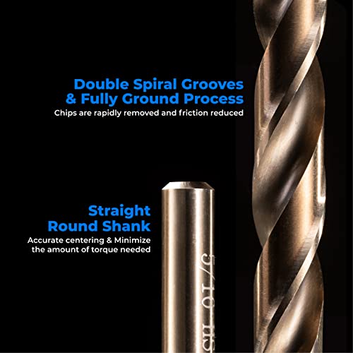 amoolo 5/32" inch Cobalt Drill Bits(10Pcs), M35 HSS Metal Jobber Length Twist Drill Bit Set for Hard Metal, Stainless Steel - Image 3