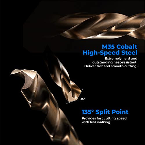 amoolo 5/32" inch Cobalt Drill Bits(10Pcs), M35 HSS Metal Jobber Length Twist Drill Bit Set for Hard Metal, Stainless Steel - Image 2