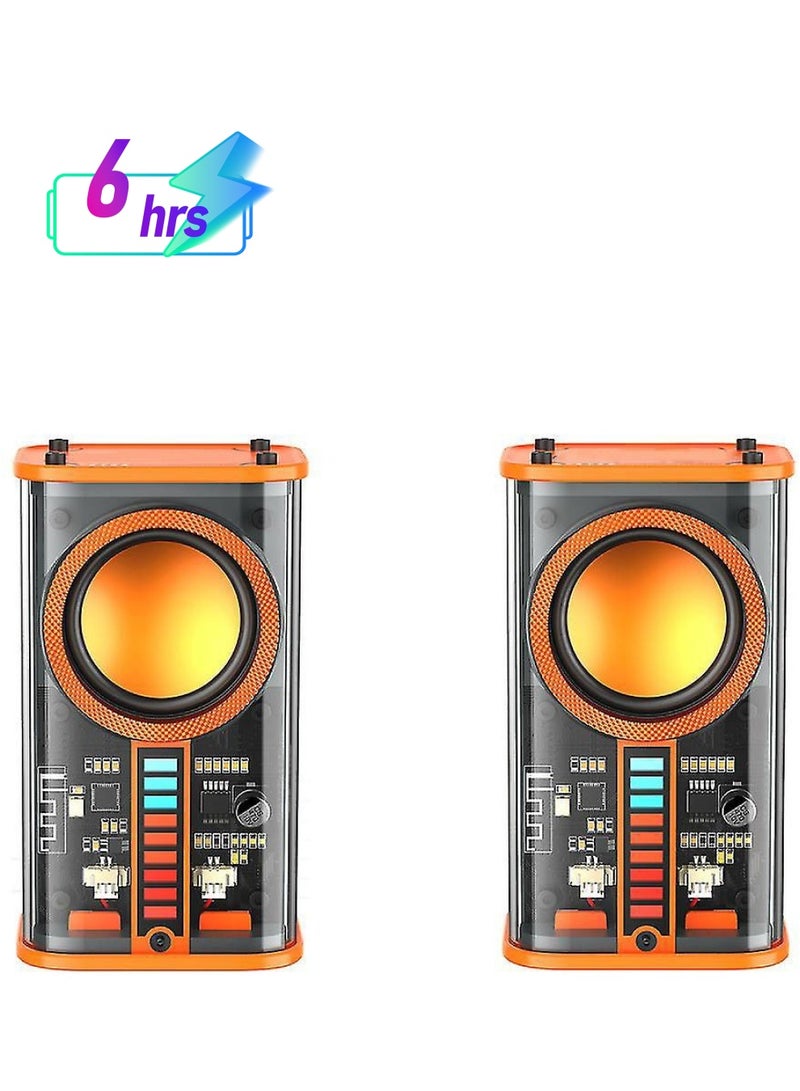 K7 K07 Transparent Mini Wireless Bluetooth Speaker Pack of 2 - 5W Portable Stereo Speakers with Deep Bass, RGB LED Lights, Bluetooth 5.0, Outdoor Rugged Design, Rechargeable Battery for Travel, Picnics & Parties - Image 1