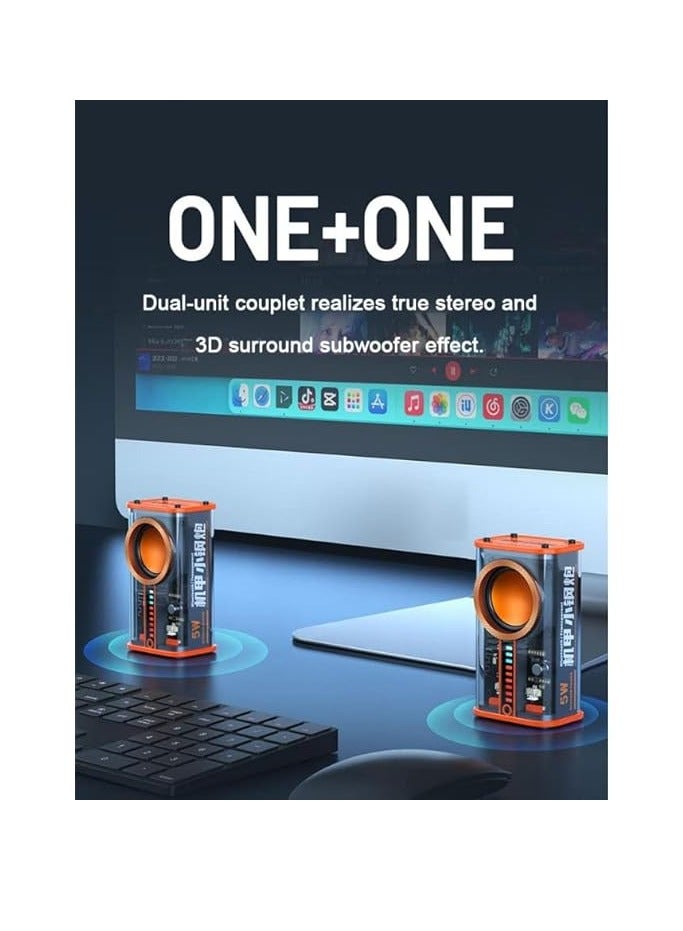 K7 K07 Transparent Mini Wireless Bluetooth Speaker Pack of 2 - 5W Portable Stereo Speakers with Deep Bass, RGB LED Lights, Bluetooth 5.0, Outdoor Rugged Design, Rechargeable Battery for Travel, Picnics & Parties - Image 3