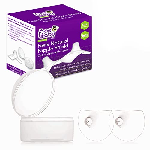 BeeBaby Feels Natural Silicone Nipple Shield for Breastfeeding, Nipple Size 16mm, Pack of 2 with Storage Case, BPA Free, Nursing Shield for Newborn Babies, Latch Support & Sore Nipple Protection - Image 1
