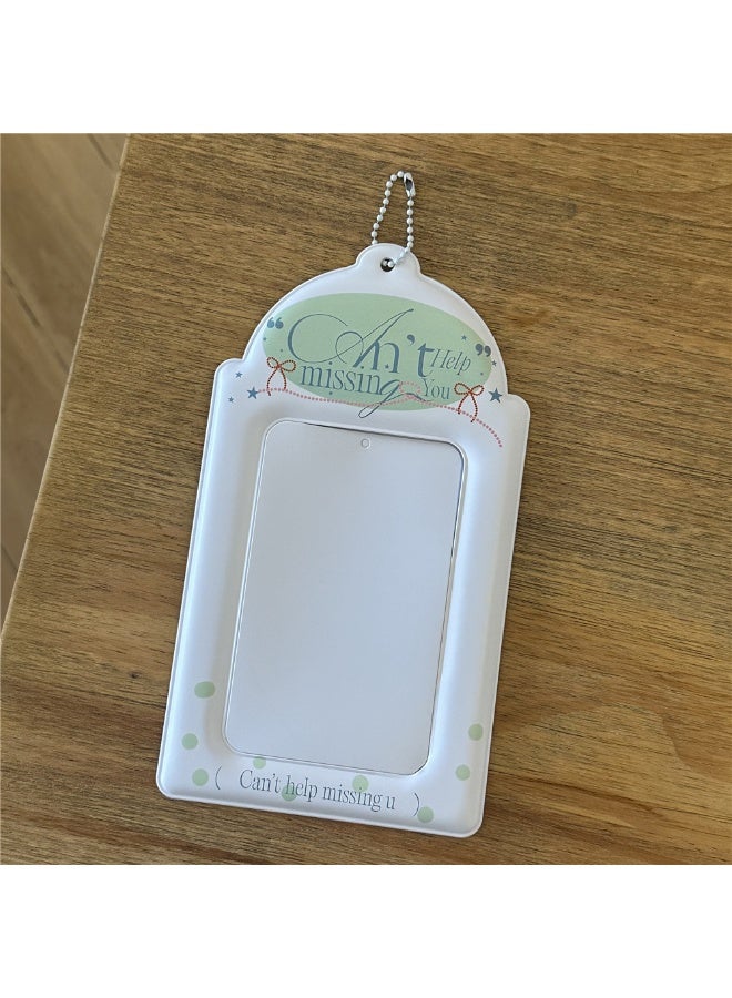 NIBEMINENT 1 - Piece Striped Sea Salt Coffee Kpop Photo Card Holder Pendant Key Chain ID Badge Holder ID Card Holder Photo Card Protector for School ID Office ID Access Card for Women Girls - Image 1