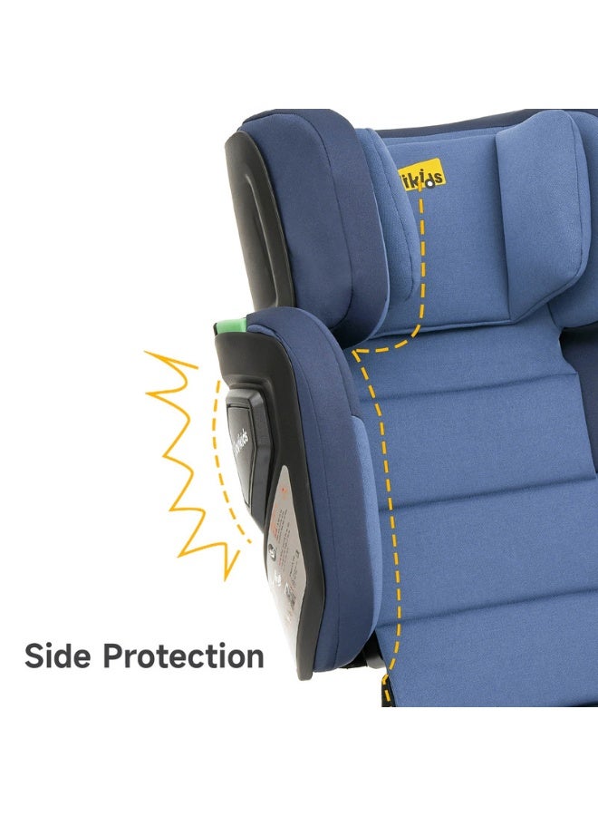 Jovikids Rober I-Size Booster Seat 100–150 Cm (3–12 Years) Isofixandfoldable Adjustable Heightandwidth Ece R129/E4 Certified Cabin Size Portable And Travel-Friendly Removable And Washable Cover Blue - Image 4