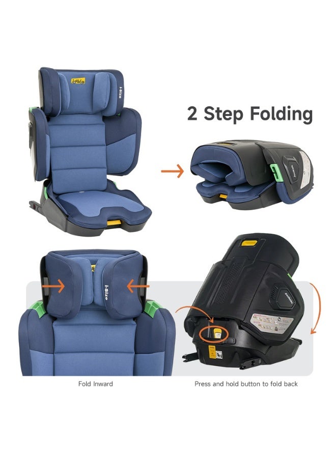 Jovikids Rober I-Size Booster Seat 100–150 Cm (3–12 Years) Isofixandfoldable Adjustable Heightandwidth Ece R129/E4 Certified Cabin Size Portable And Travel-Friendly Removable And Washable Cover Blue - Image 5