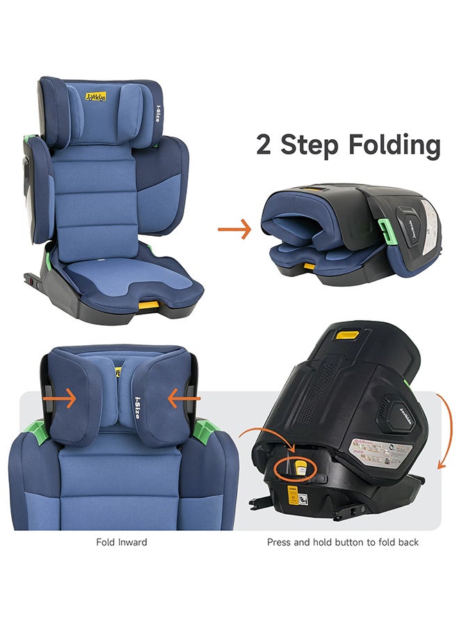 Jovikids - Cabin Size Portable Rober i-Size Booster Seat With ISOFIX, 100 - 150 CM (Approx. 3 To 12 Years), Adjustbale Height And Width, ECE R129, Blue - Image 1