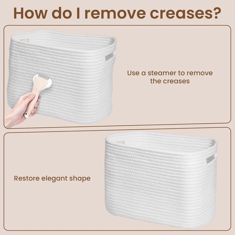 FEELSO Storage Basket for Organizing, Woven Baskets for Storage, Rectangle Storage with Handles for Shelves, Closet, Books - Image 2
