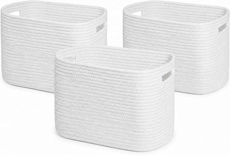 FEELSO Storage Basket for Organizing, Woven Baskets for Storage, Rectangle Storage with Handles for Shelves, Closet, Books - Image 1