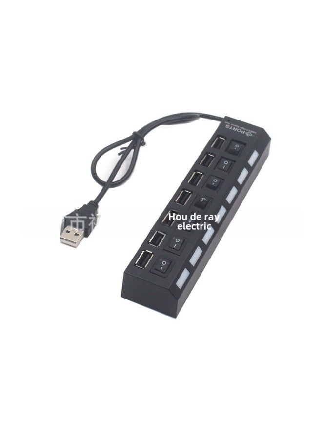 Usb Hub 7-ports Black White 2 Styles Switch Light Digital Computer Usb Hub-Number Of Interfaces:7-mouth HUB-white Pearlescent Bag  - Image 2