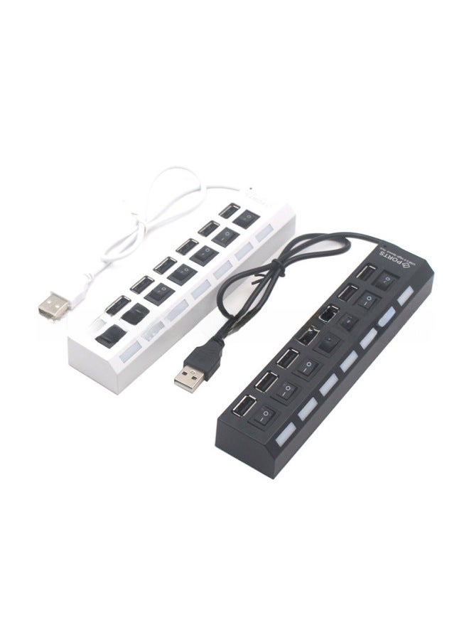 Usb Hub 7-ports Black White 2 Styles Switch Light Digital Computer Usb Hub-Number Of Interfaces:7-mouth HUB-white Pearlescent Bag  - Image 3
