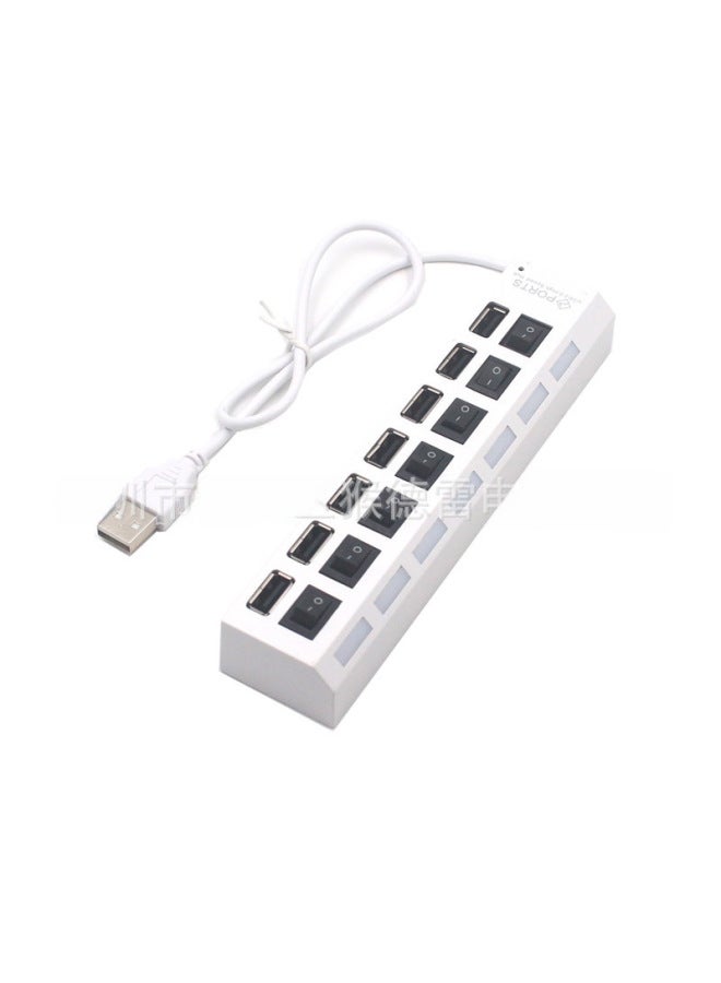 Usb Hub 7-ports Black White 2 Styles Switch Light Digital Computer Usb Hub-Number Of Interfaces:7-mouth HUB-white Pearlescent Bag  - Image 1