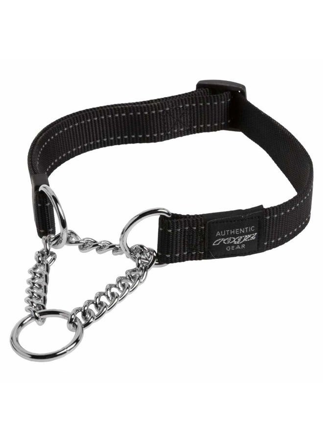 Rogz Reflective Nylon Choke Collar; Slip Show Obedience Training Gentle Choker for Large Dogs, Black - Image 1