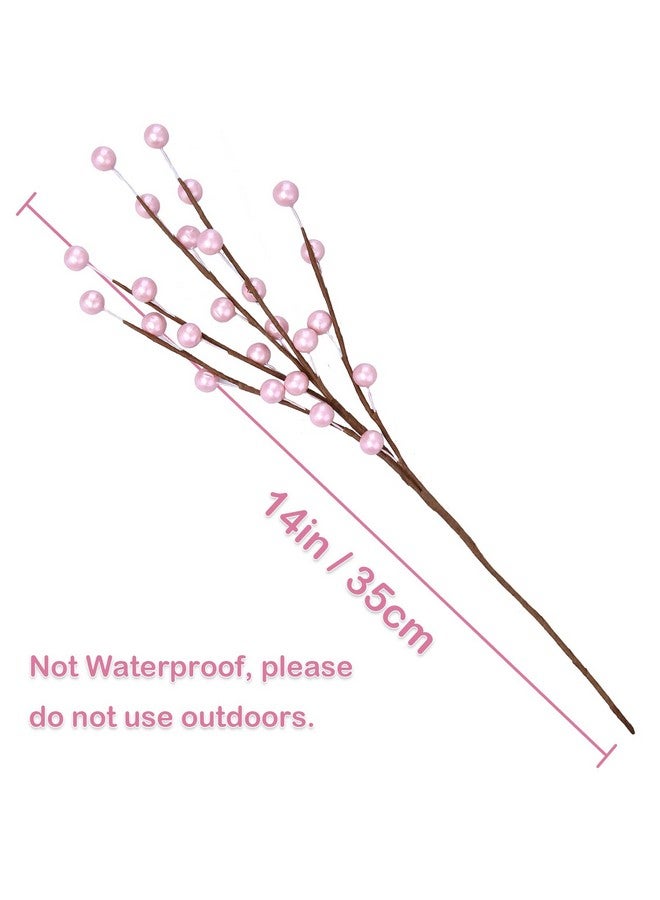 Greentime GREENTIME 12 Pack Artificial Pink Berry Twig Stems 14" Artificial Holly Berry Picks for Christmas Tree Vase DIY Crafts Wreath Fireplace Home Decor  - Image 2