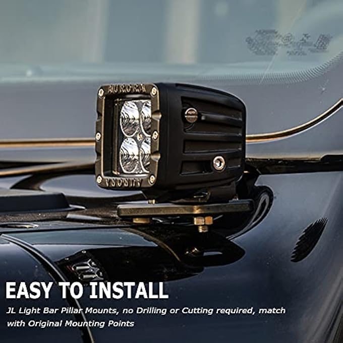 KANGIKX Jl APillar Mount Brackets Mounting OffRoad Pods Fog Work Light APillar Led Light Mount Bracket Compatible With Wrangler Jl Jlu Sahara Rubicon Sport 20182020  Gladiator Jt 2021 - Image 5