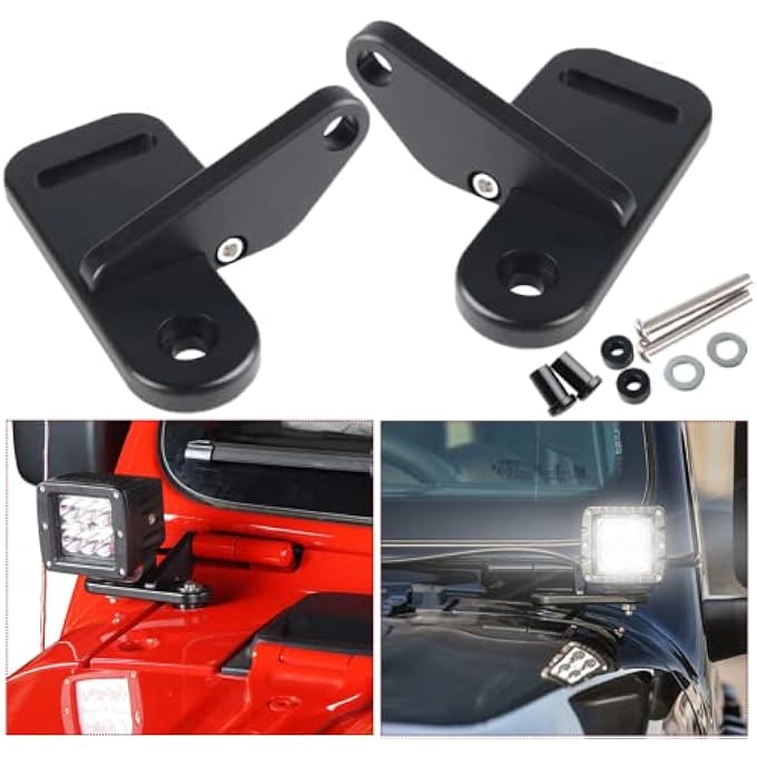 KANGIKX Jl APillar Mount Brackets Mounting OffRoad Pods Fog Work Light APillar Led Light Mount Bracket Compatible With Wrangler Jl Jlu Sahara Rubicon Sport 20182020  Gladiator Jt 2021 - Image 2