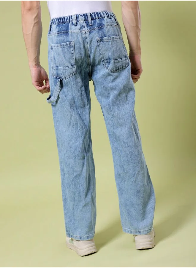 The Indian Garage Co Men Baggy Solid Mid-Rise Stretchable Jeans