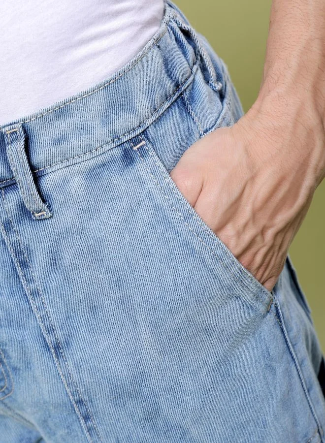 The Indian Garage Co Men Baggy Solid Mid-Rise Stretchable Jeans