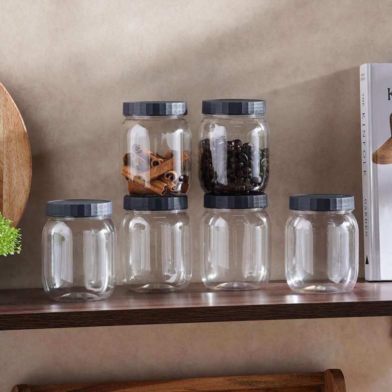 Pan Home طقم 6 قطع من الجرار التخزينية الشفافة للمطبخ - Image 1