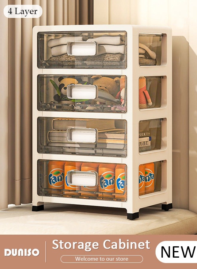4-layers Drawer Storage Cabinet with Wheels,Toy Storage Box, Plastic Floor Storage Cabinet Drawer Storage Organizer for Clothes,Toys, Dust-proof Storage Containers Shelf Box for Living Room,Bathroom,kitchen,bedroom (35*26*57.5cm)