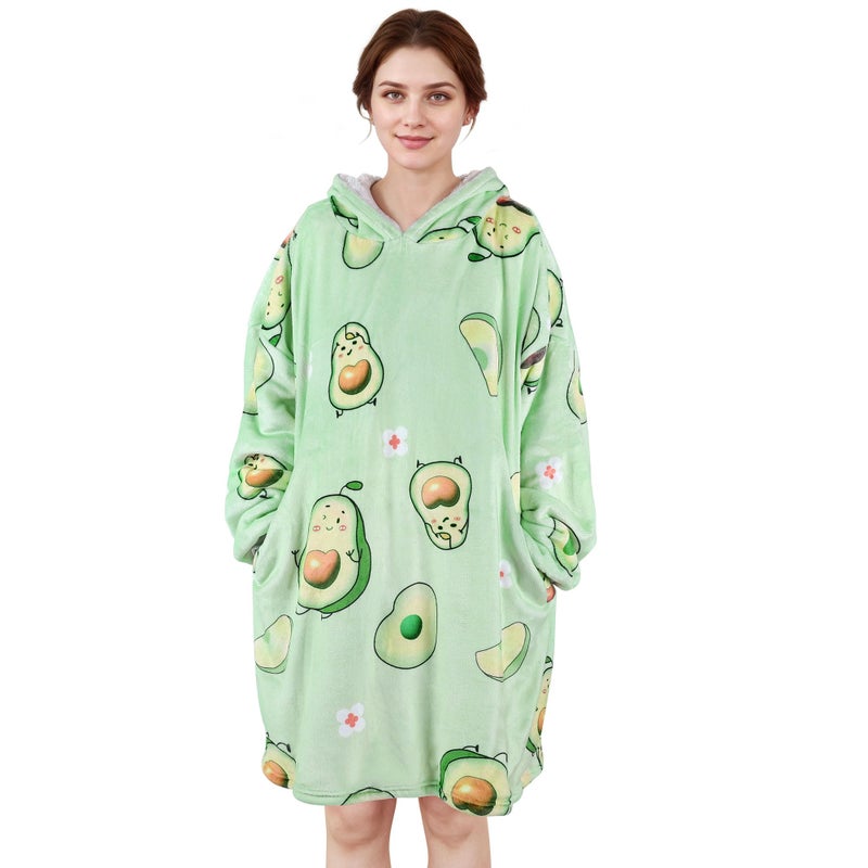 LetsFunny Blanket Hoodie Oversized Wearable Sherpa Fleece Blanket Sweatshirt Super Soft Warm Cozy with Giant Pocket for Women Men Adults Teenagers Kids  One Size Fits All - Image 1