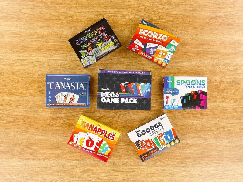 Regal Games Fun Card Games Set for Adults - Canasta, Spoons and a Spork, Garbage Monsters, ScorZo, The Goodge Rules, and Banapples Decks - Fun & Travel Playing Cards for Family Game Night - Image 3