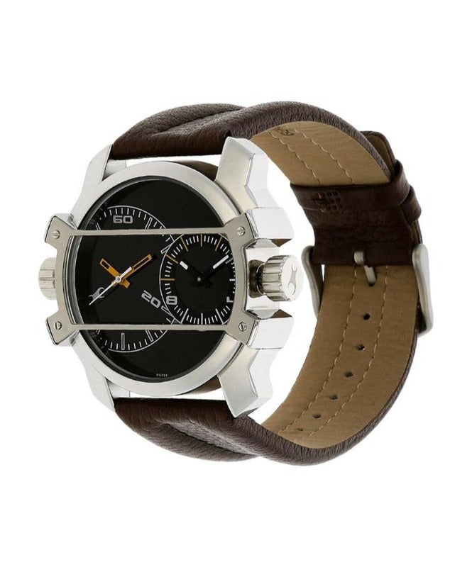 Fastrack By Titan Quartz Analog Black Dial Leather Strap Watch for Men 3098sl02 - view 2