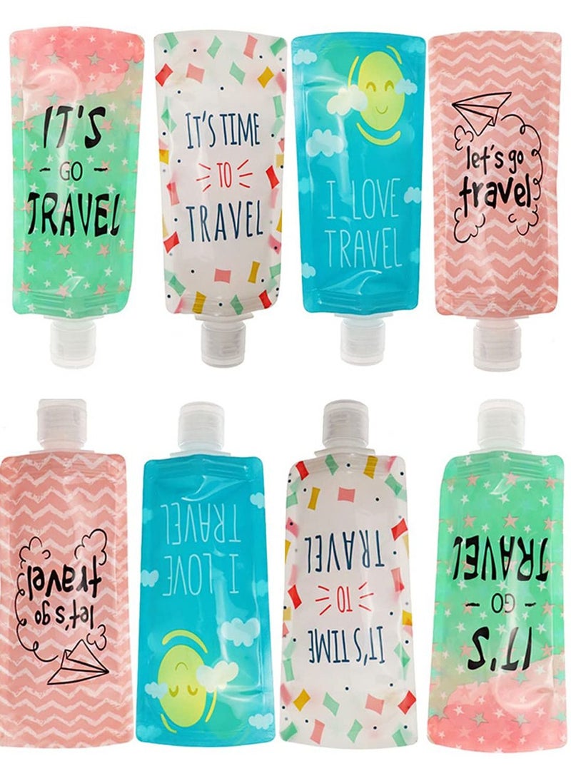 KASTWAVE Refillable Lotion Shampoo Spout Bags Refillable Portable Travel Size Fluid Bags Stand up Empty Squeeze Plastic Spout Pouches Beauty Sample Pouch Squeezable Containers (Mixed Color) - Image 1