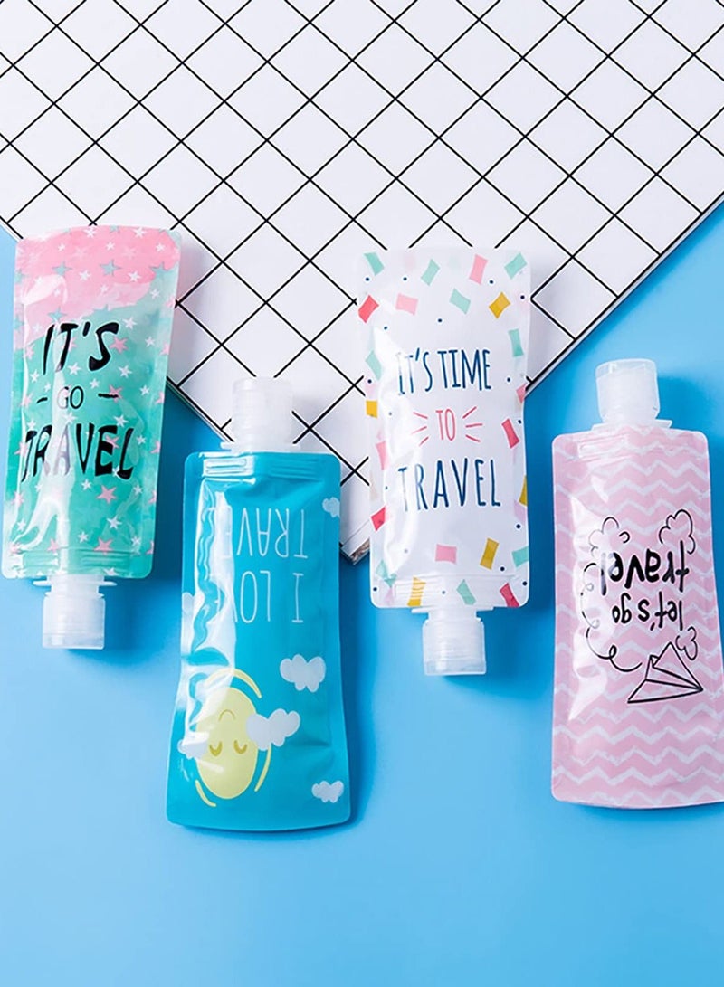 KASTWAVE Refillable Lotion Shampoo Spout Bags Refillable Portable Travel Size Fluid Bags Stand up Empty Squeeze Plastic Spout Pouches Beauty Sample Pouch Squeezable Containers (Mixed Color) - Image 3