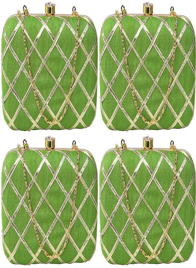 حقيبة يد نسائية من دوقة، مزينة بتطريز غوتا باتي الأخضر (عبوة من 4 قطع)