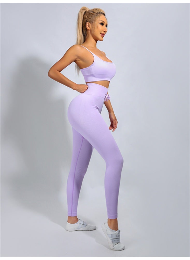 general Ribbed Yoga Set Sportswear Sport Suit Women Fitness Bra Push Up Leggings Tracksuits Outfits - Image 1
