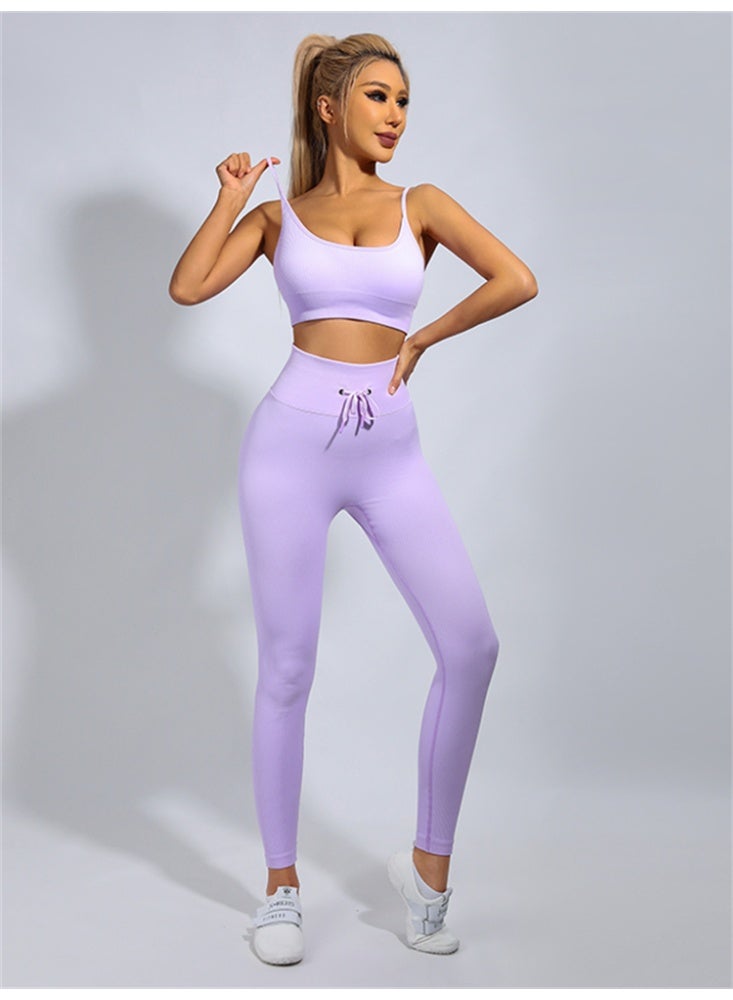 general Ribbed Yoga Set Sportswear Sport Suit Women Fitness Bra Push Up Leggings Tracksuits Outfits - Image 3