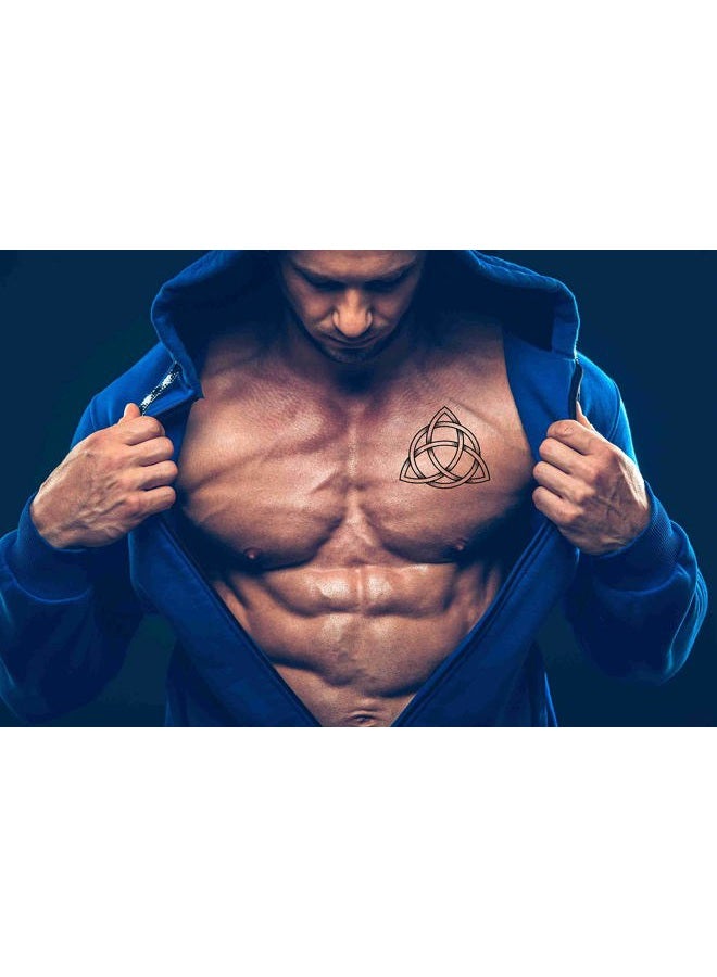 Dopetattoo وشم مؤقت 6 أوراق وشوم مثلثية أو عقدة الثالوث عمل نقاط رمز وثني قديم للخلود وشم مؤقت للرقبة والذراع والصدر للنساء والرجال البالغين 3.7 × 3.7 بوصة - Image 4