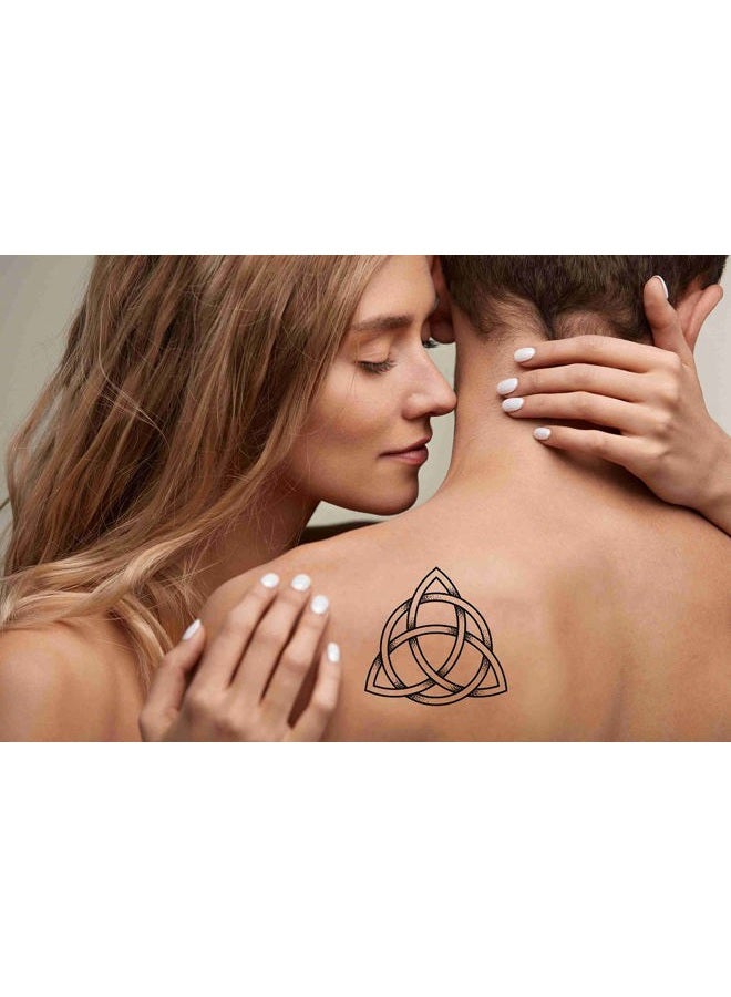 Dopetattoo وشم مؤقت 6 أوراق وشوم مثلثية أو عقدة الثالوث عمل نقاط رمز وثني قديم للخلود وشم مؤقت للرقبة والذراع والصدر للنساء والرجال البالغين 3.7 × 3.7 بوصة - Image 3