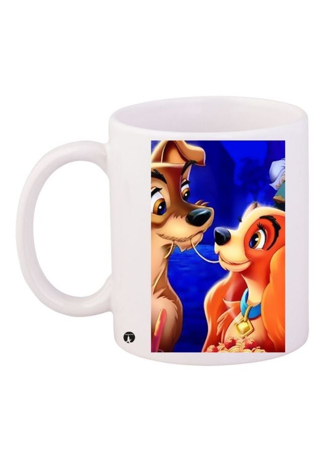 RYN Cartoon Dogs Themed Coffee Mug White/Blue/Brown 11ounce