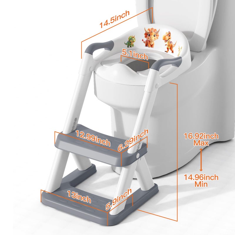 SKYROKU Potty Training Seat, SKYROKU 8868 Upgrade Toddler Toilet Seat for Kids Boys Girls, 2 in 1 Potty Training Toilet, Splash Guard Anti-Slip Pad Step Stool,New Sector-Shape Stabilized Base (Grey) - Image 4