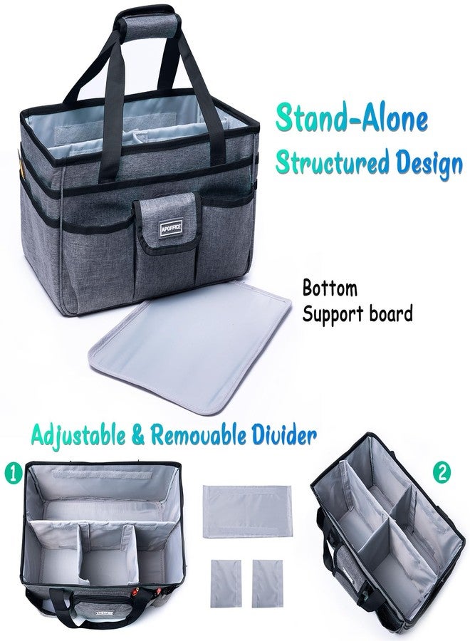 APOFFICE Art Supply Organizer Tote Bag - Craft Caddy with Handle, Utility Storage Tote with Multiple Pockets & Adjustable Divider for Stationary, Sewing, Scrapbooking, School, Office, Medical Supplies - Image 3