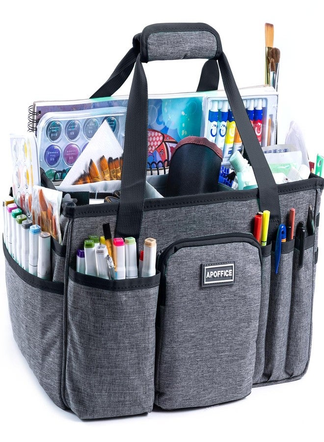 APOFFICE Art Supply Organizer Tote Bag - Craft Caddy with Handle, Utility Storage Tote with Multiple Pockets & Adjustable Divider for Stationary, Sewing, Scrapbooking, School, Office, Medical Supplies - Image 1