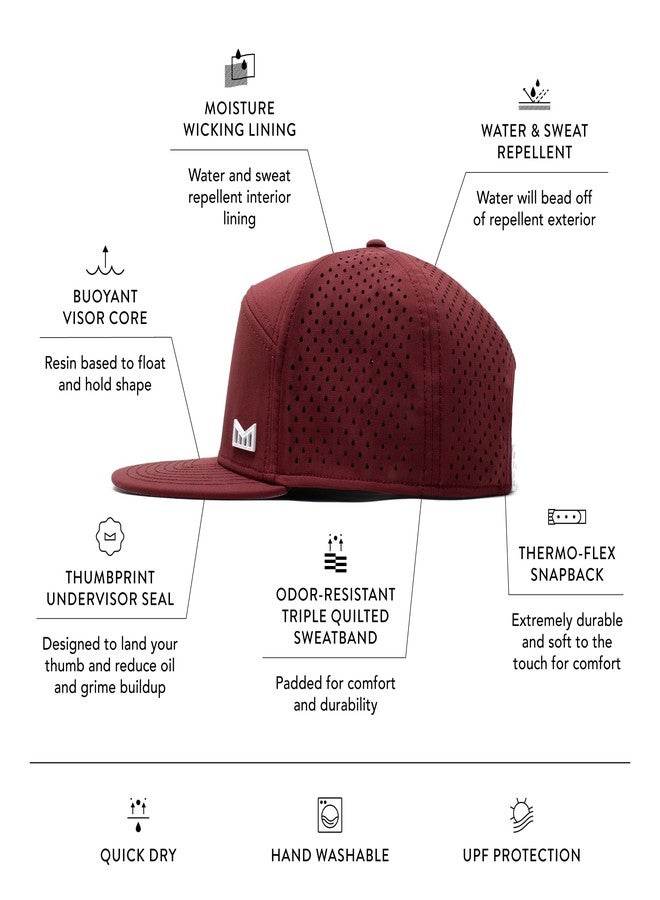 melin Trenches Icon Hydro, Performance Snapback Hat, Water-Resistant Baseball Cap for Men & Women, Maroon, XL, Maroon, XL - Image 2