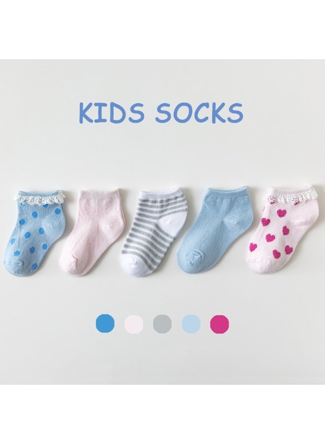 KUYING New Baby Breathable Mesh Boat Socks Invisible Short Style 5 Pair Set