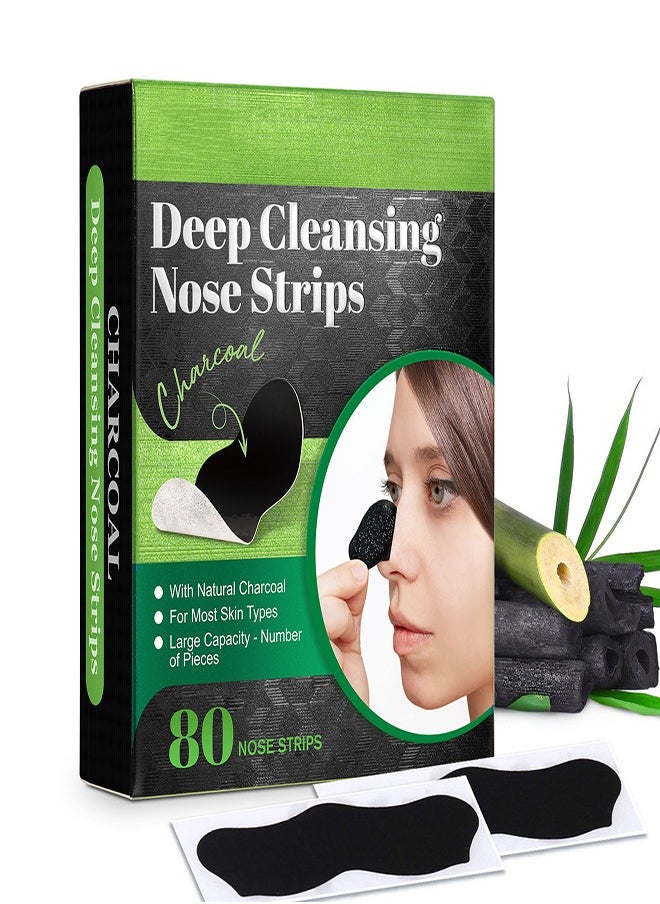 Elaimei - 80 Pcs Remove Blackhead Strip Bamboo Charcoal Clean Blackhead Pore Strip black - Image 1