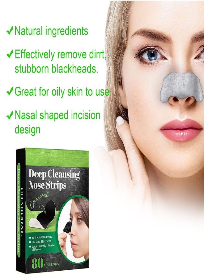 Elaimei - 80 Pcs Remove Blackhead Strip Bamboo Charcoal Clean Blackhead Pore Strip black - Image 1